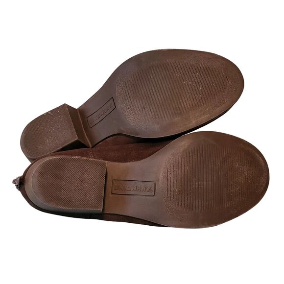 Union Bay Brown Timmy Suede Ankle Boot Stretch Bootie 1.5" Heel Back Zipper 7M - Picture 7 of 8